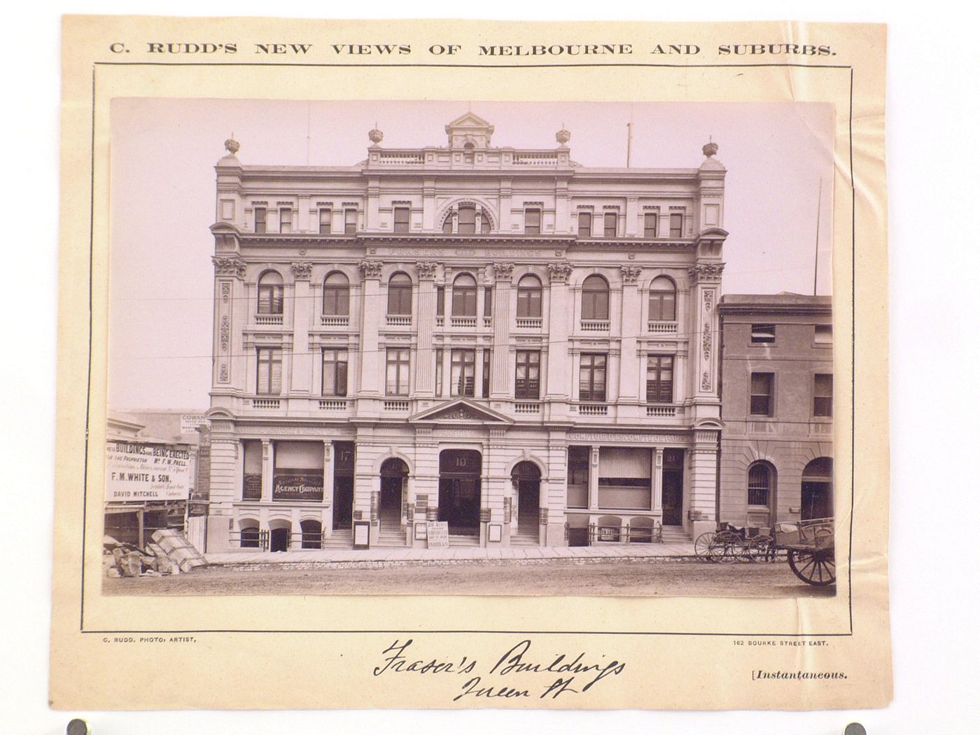 View of the principal façade of Fraser's Buildings [sic], Queen Street, Melbourne, Australia