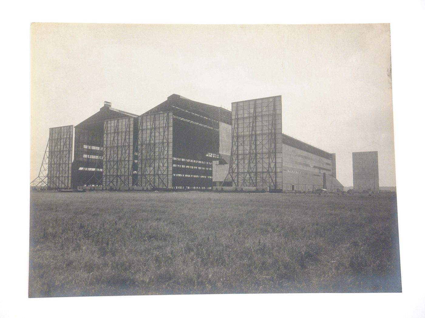 Exterior view of entrace to airship hangar, United Kingdom