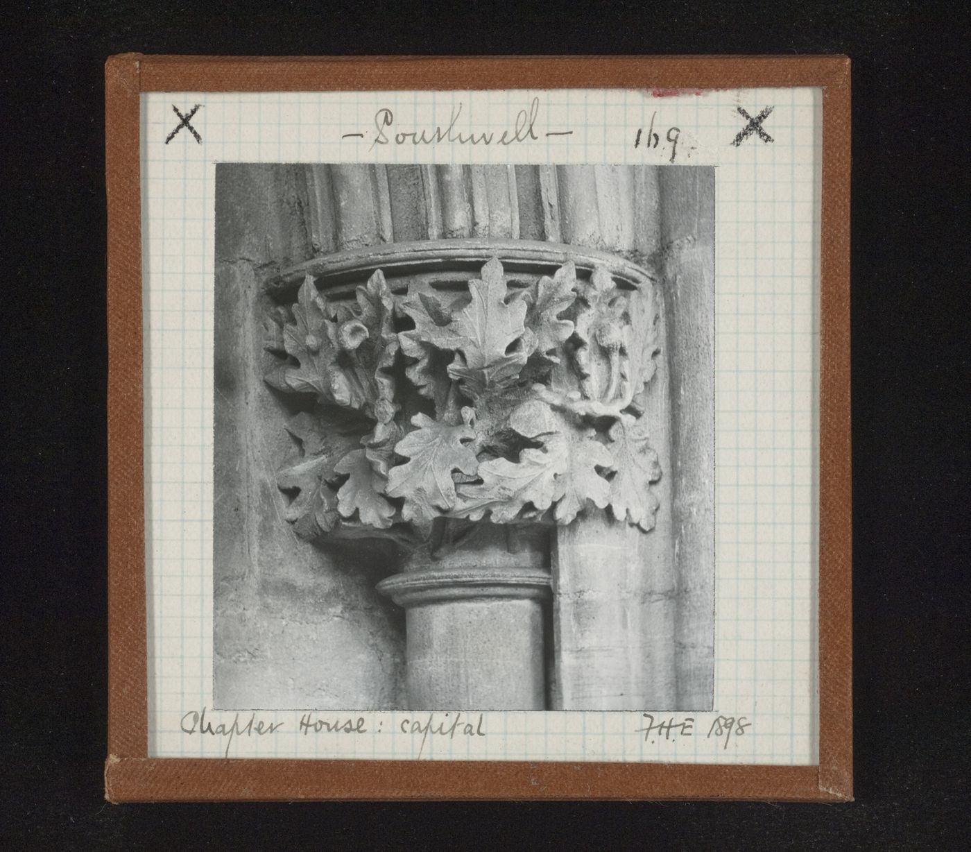 View of capital at Chapter House, Southwell Minster, Southwell, Nottinghamshire, England