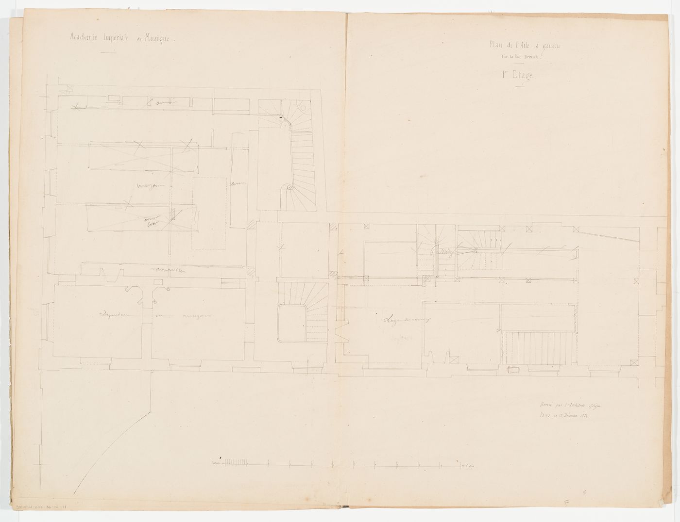First floor plan of Salle Le Peletier with additions for alterations