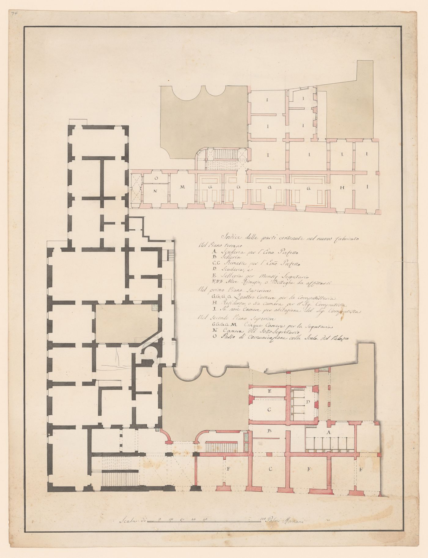 Plan for the enlargement of a Roman palazzo