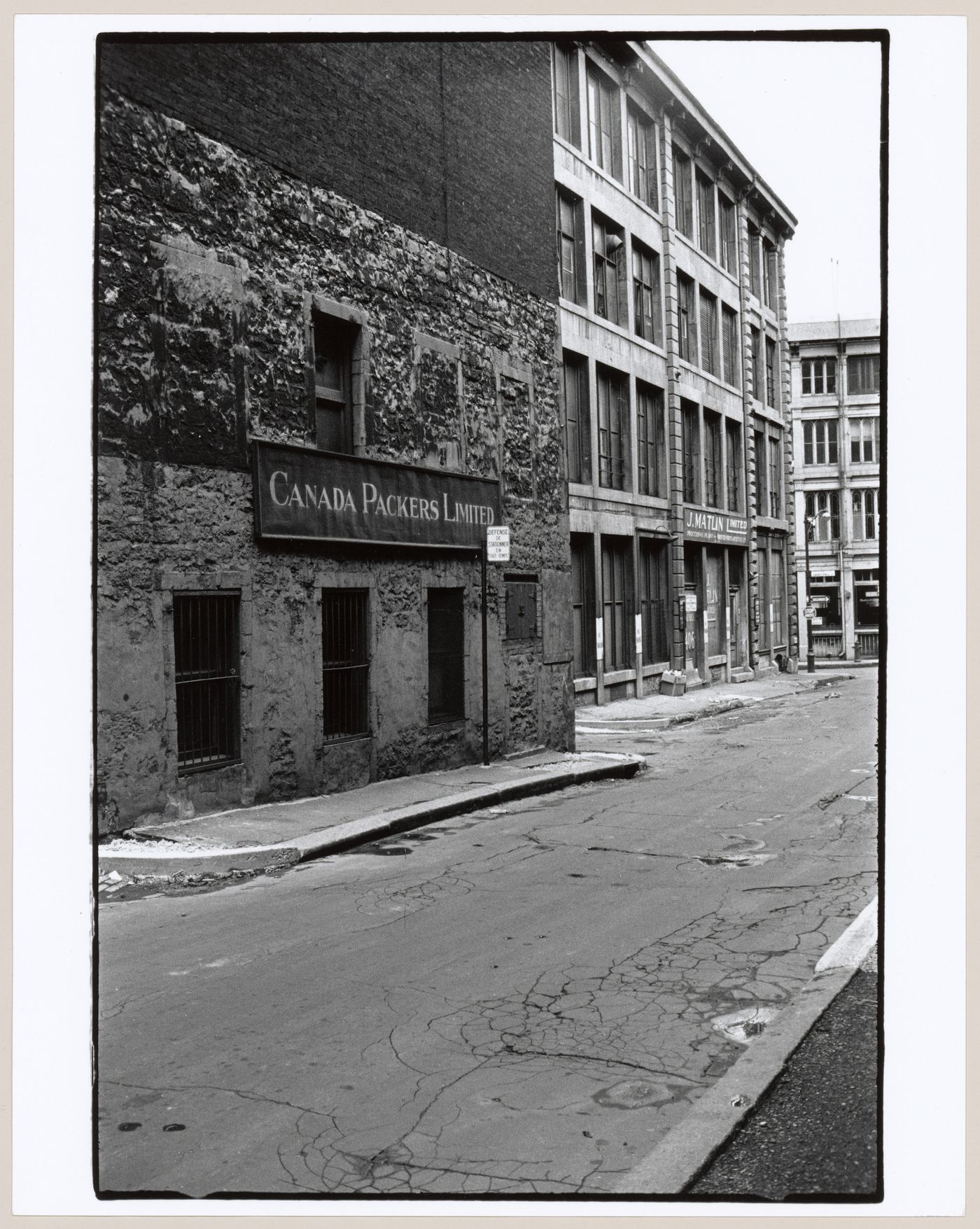 View of rue de Vandreuil showing the Canada Packers Limited building, Montréal, Québec, Canada