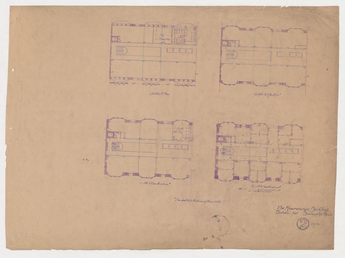 Kearsarge Building, Chicago: Plans for the fourth to seventh, eighth to eleventh, twelfth to fifteenth and sixteenth floors