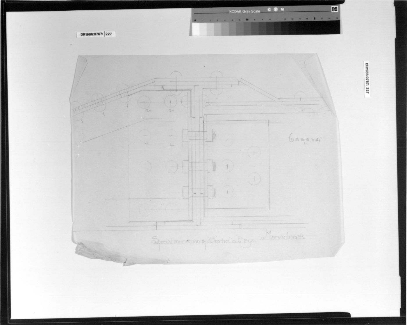 Monadnock Building, Chicago: Detail for steel framing connections for bay window brackets