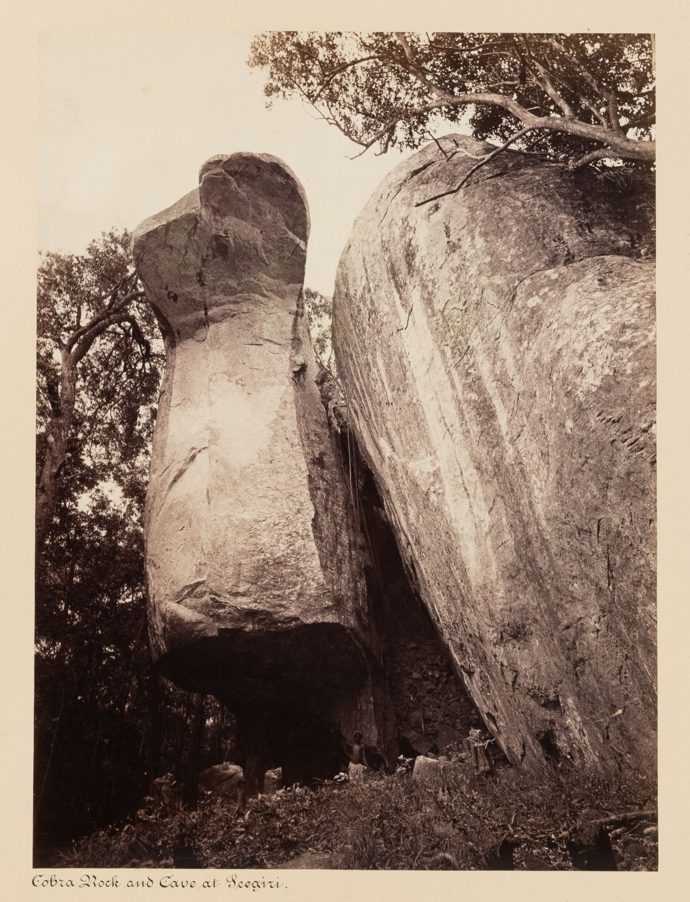 View of the Cobra Hood Cave, Sigiriya, Ceylon (now Sri Lanka)