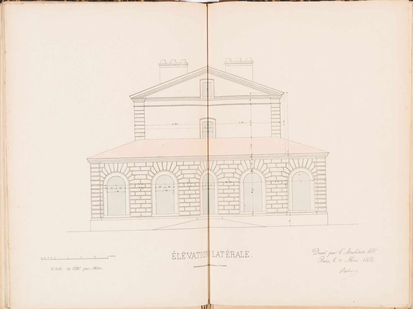 Elevation for a side façade for a country house for Madame de Lescure, Royan