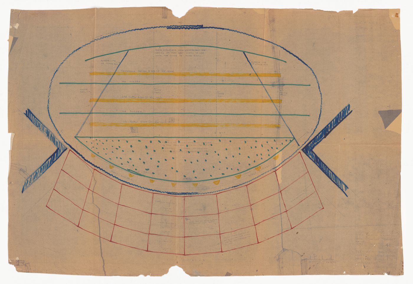 Plan of the acoustic canopy looking upwards of Tagore Theatre, Chandigarh, India