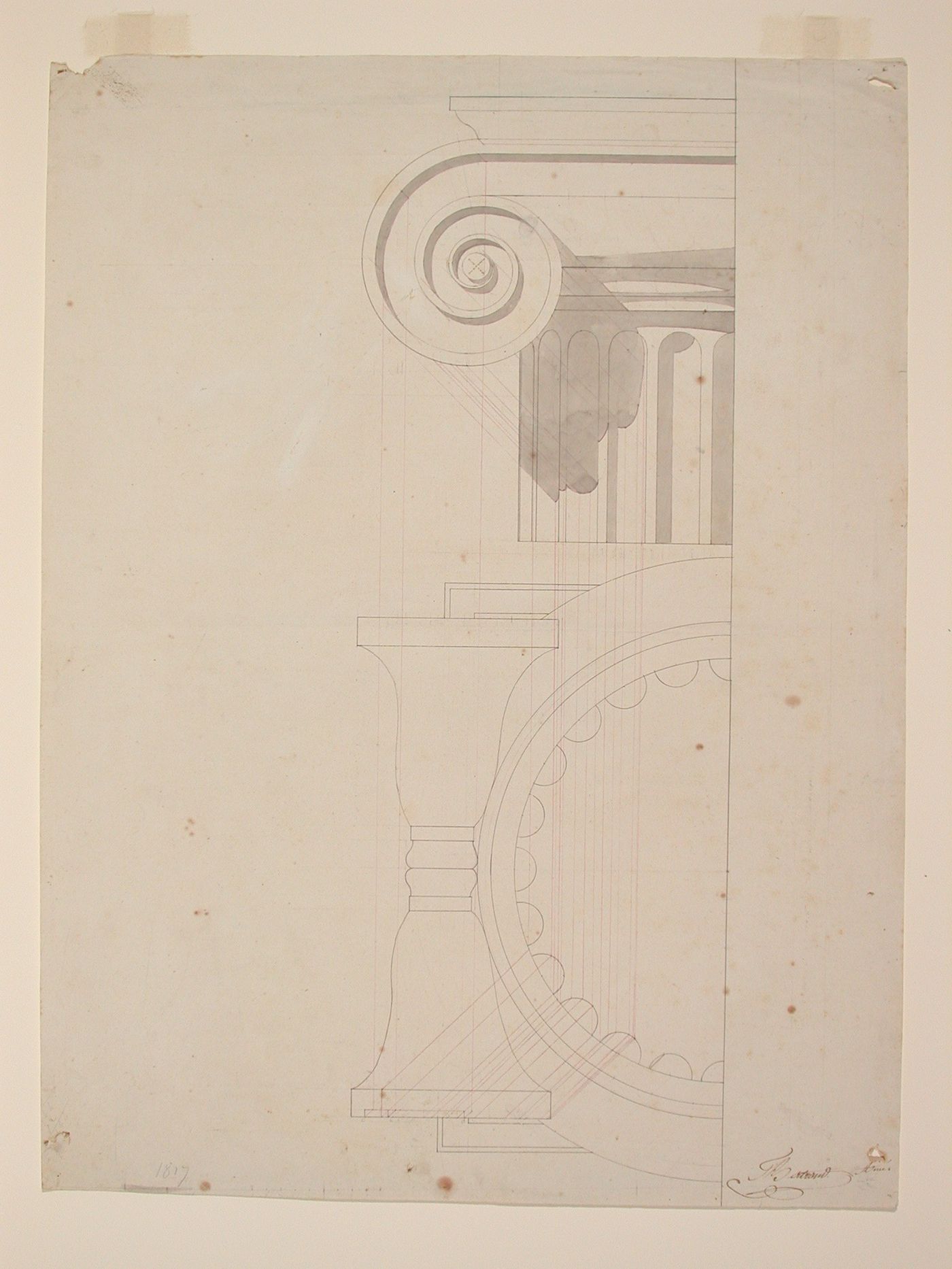 Study of shadows cast by an ionic capital