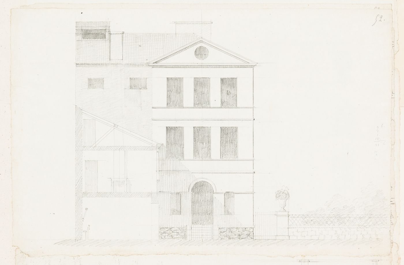 Rohault de Fleury House, 12-14 rue d'Aguesseau, Paris: Sectional elevation