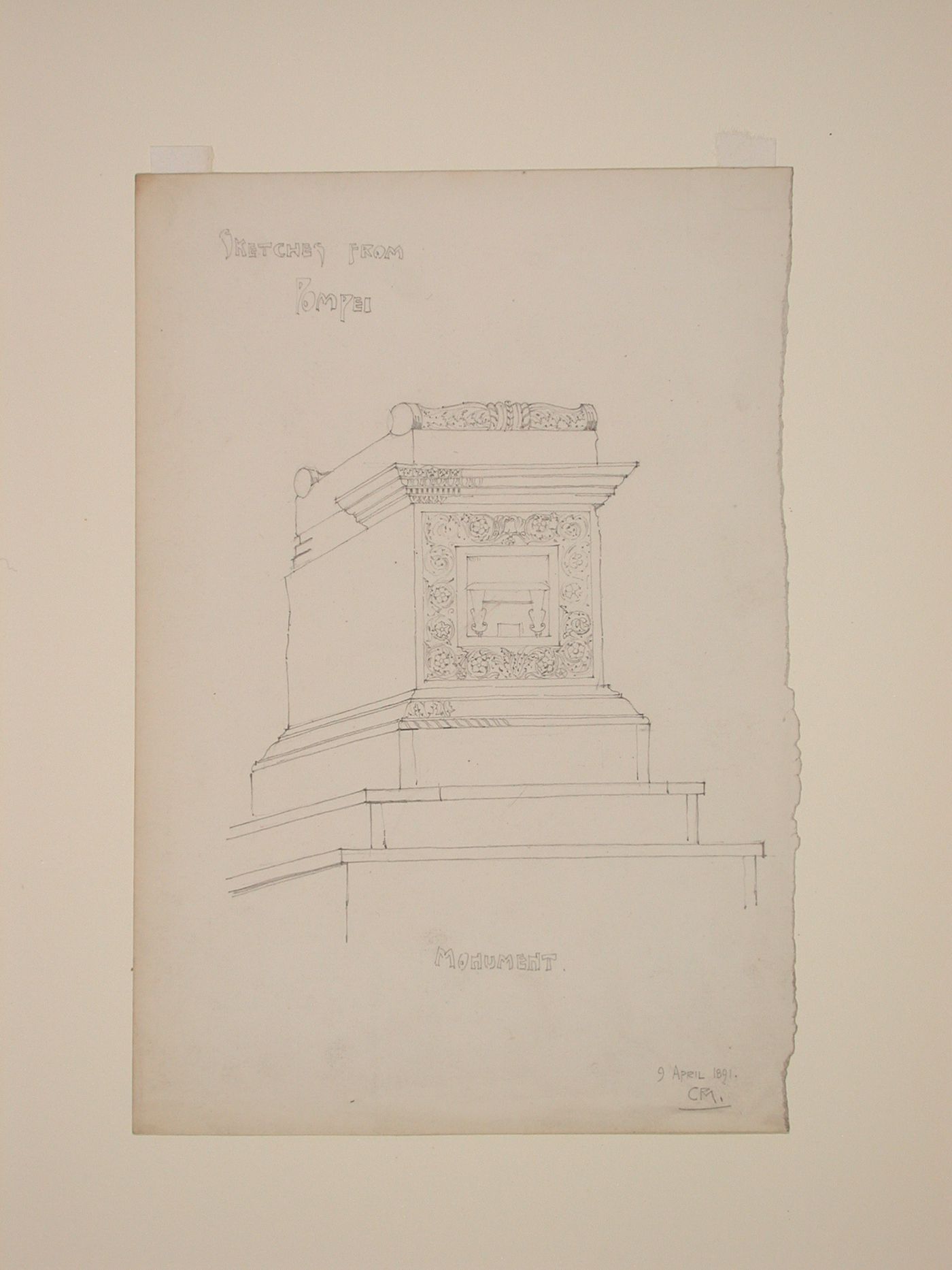 Perspective sketch of a sepulchral monument, Pompeii