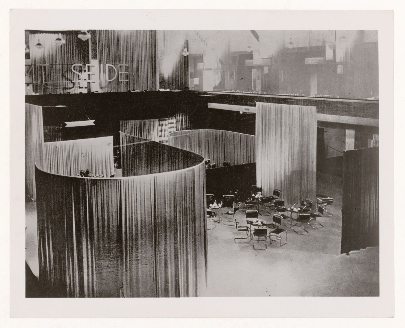 Interior view of the Velvet and Silk Café at the Women's Fashion Exhibition of 1927, Berlin, Germany