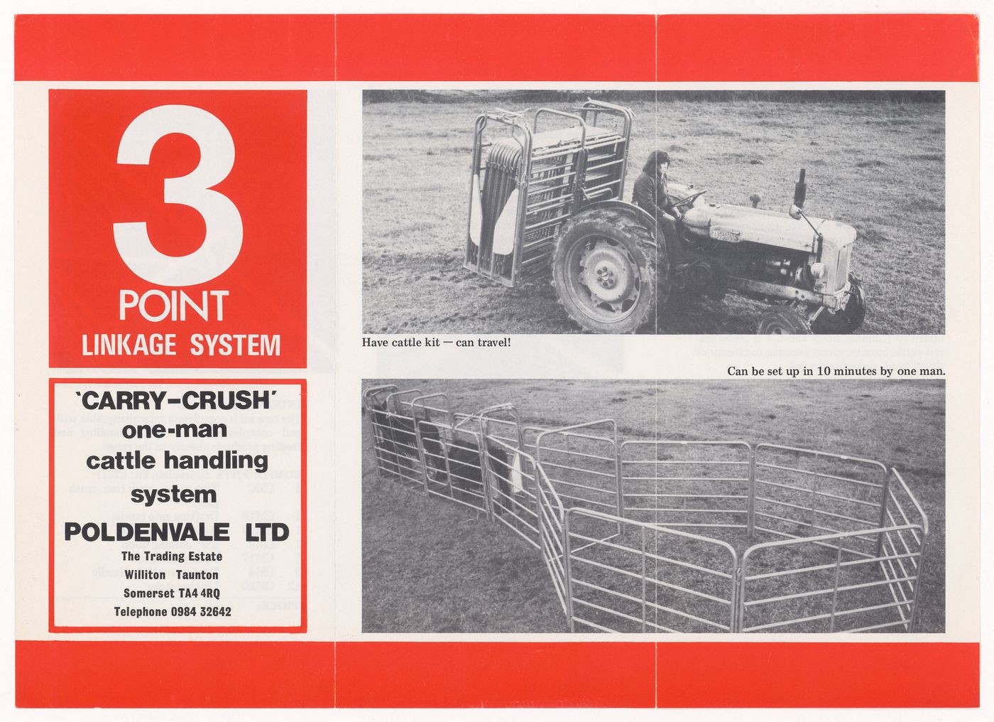 Brochure for 'Carry-Crush' one-man cattle handling system by Poldenvale (from Westpen project records)