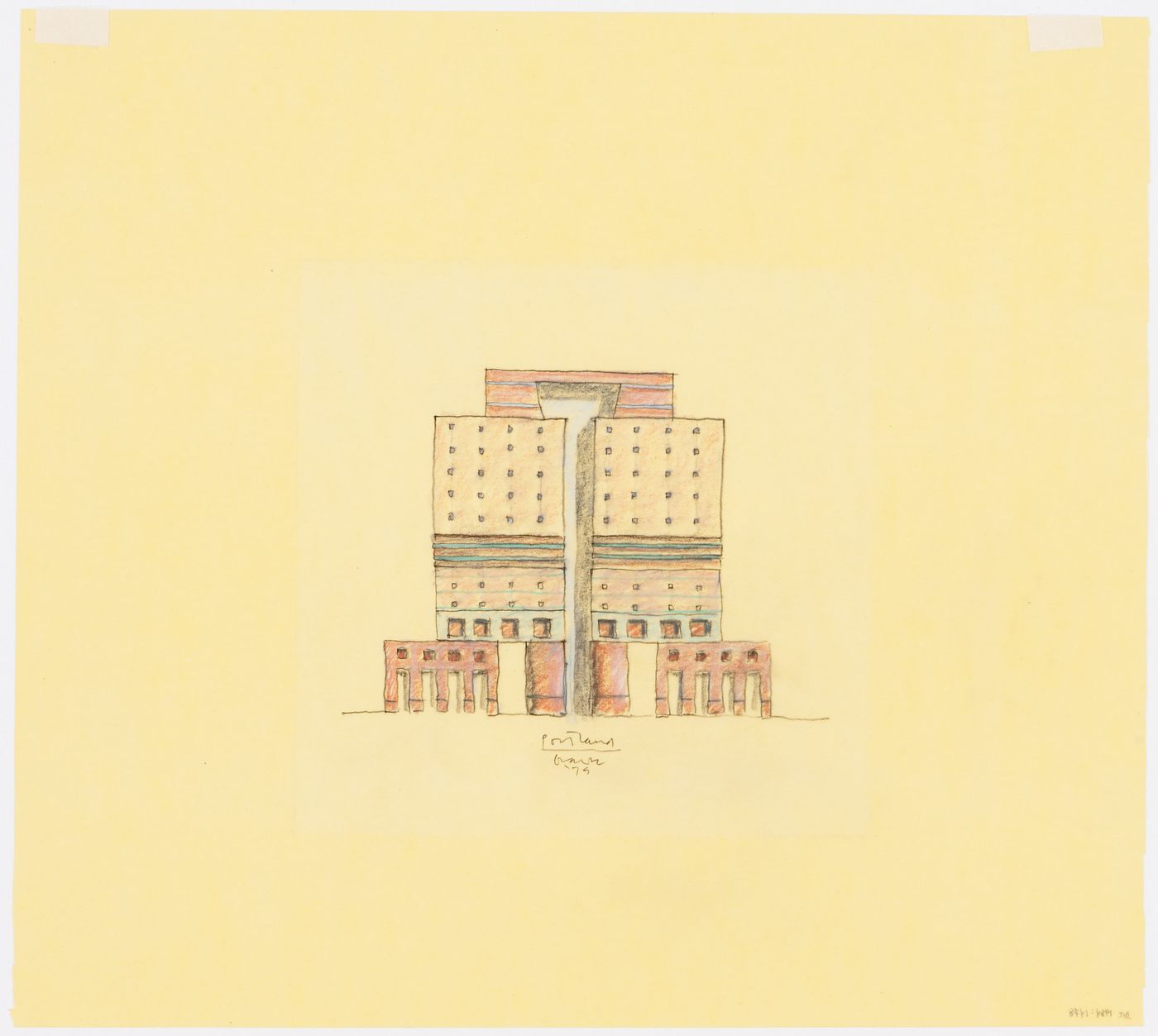 Sketch for façade for Portland Public Service Building, Portland, Oregon