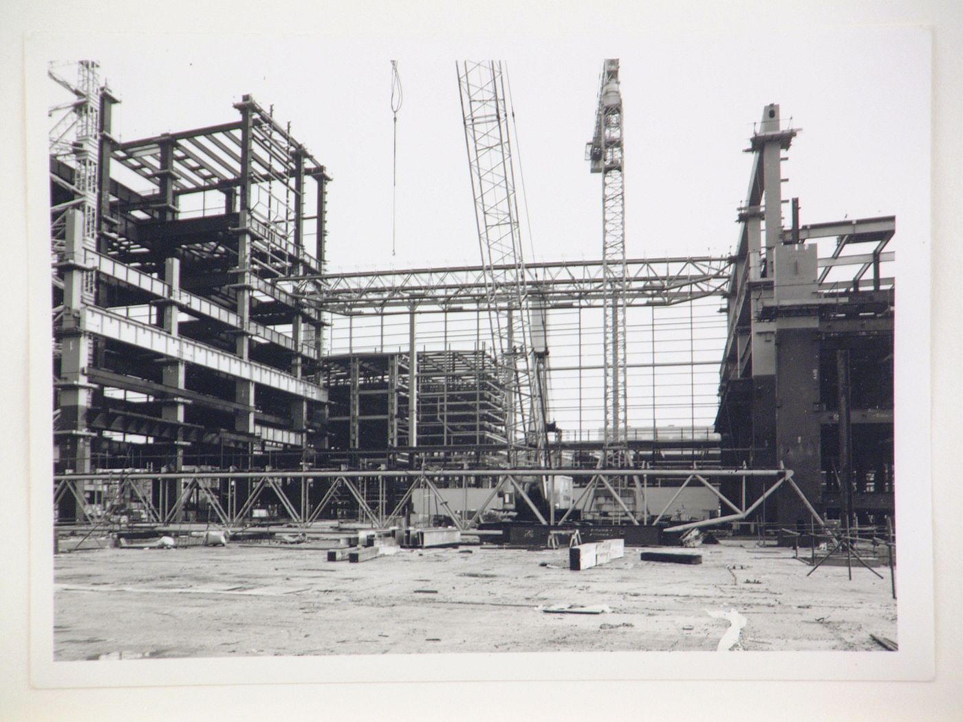 View of construction of steel structure for power station, United Kingdom