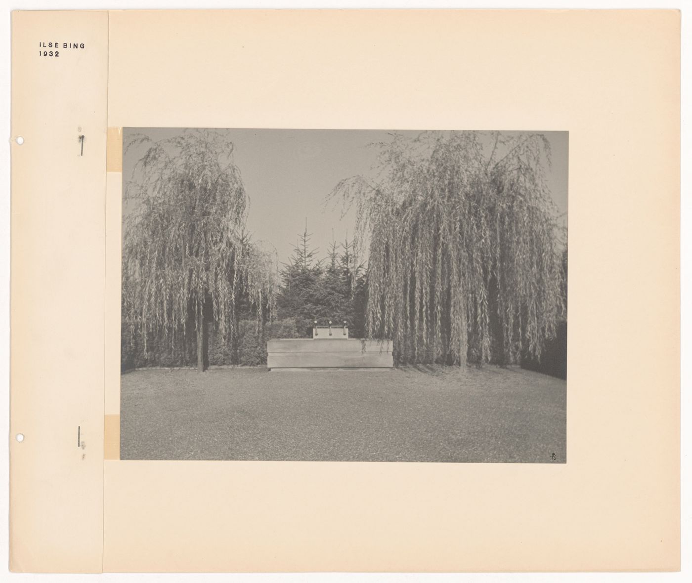 View of a structure and trees in the New Jewish Cemetery [Neuer Jüdischer Friedhof], Frankfurt am Main, Germany