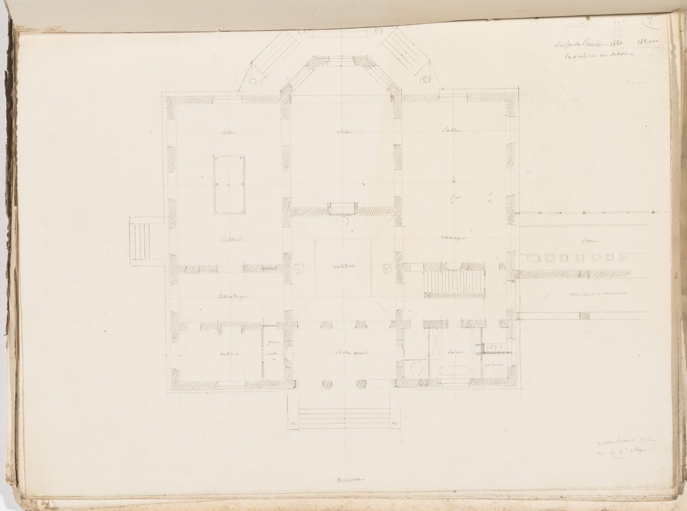 Project no. 2 for a country house for comte Treilhard: Ground floor plan