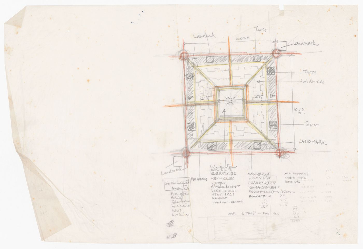 Plan of city block for Linear city, Chandigarh, India