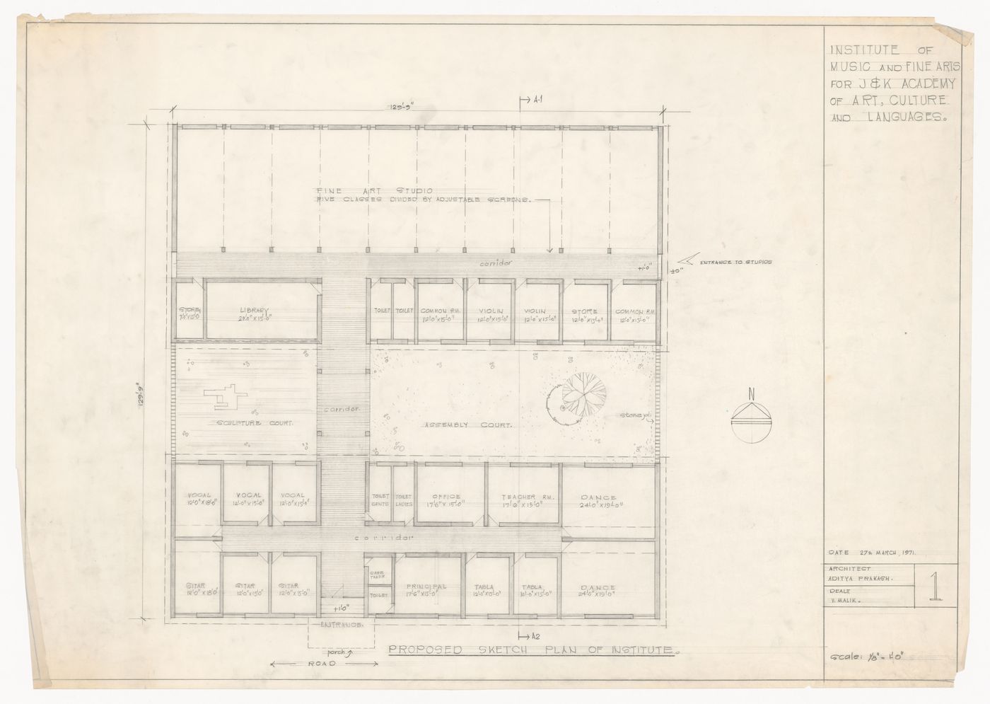 Institute of Music and Fine Arts proposed sketch plan for J&K Academy of Art, Culture and Languages, Jammu, India