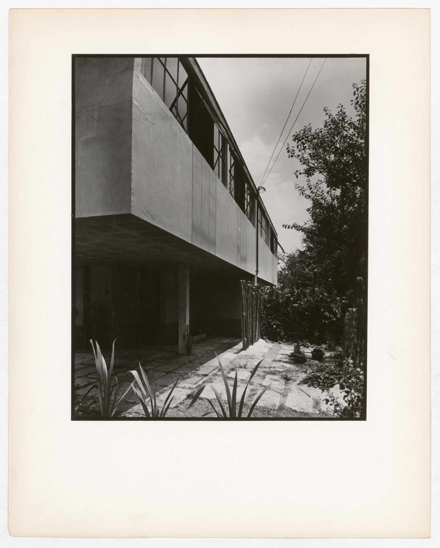 Partial view of the twin houses for Juan O'Gorman, Calle Jardin 10, Villa Alvaro Obregon, Mexico City, Mexico