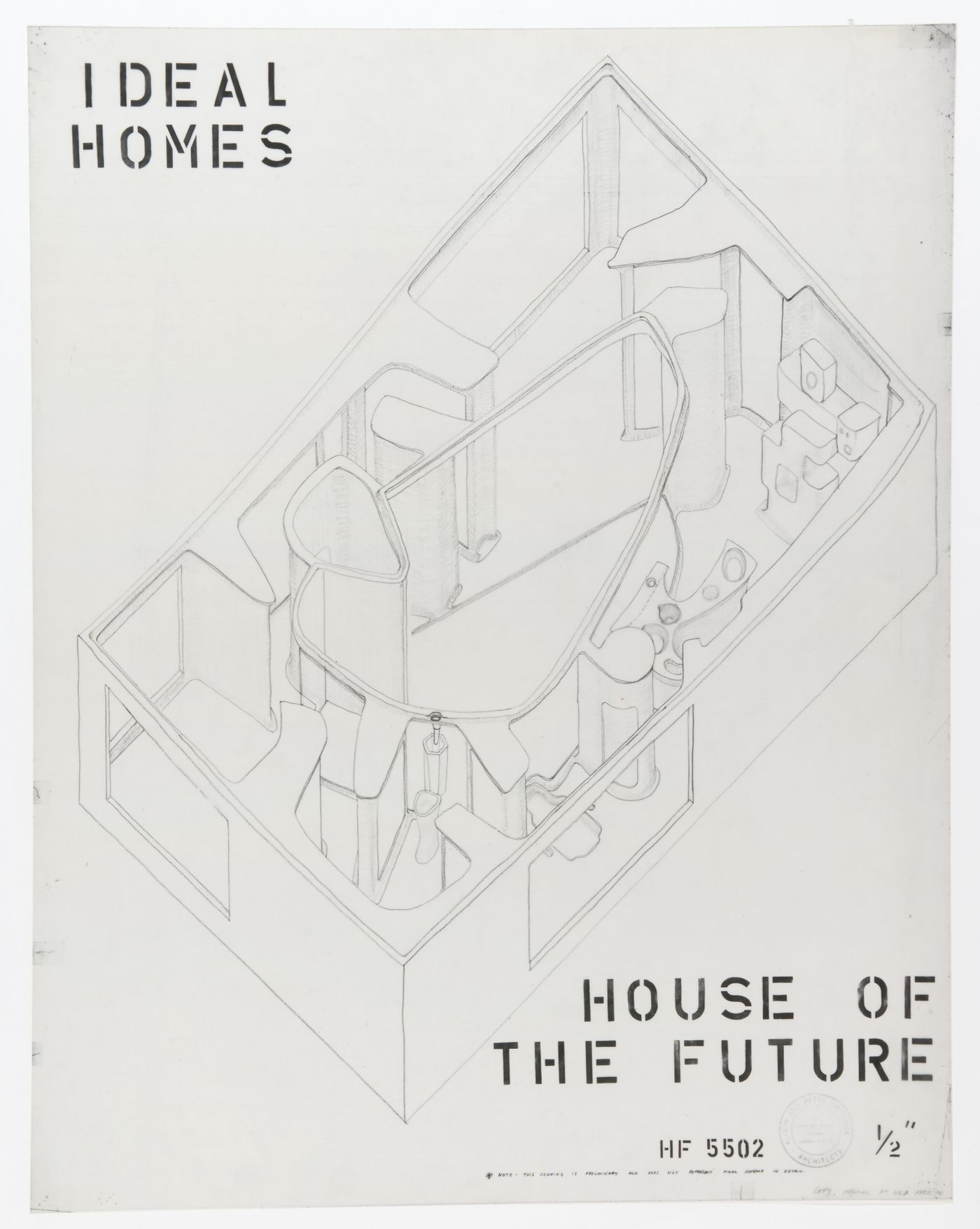 Axonometric for the House of the Future, Daily Mail Ideal Homes Exhibition, London, England
