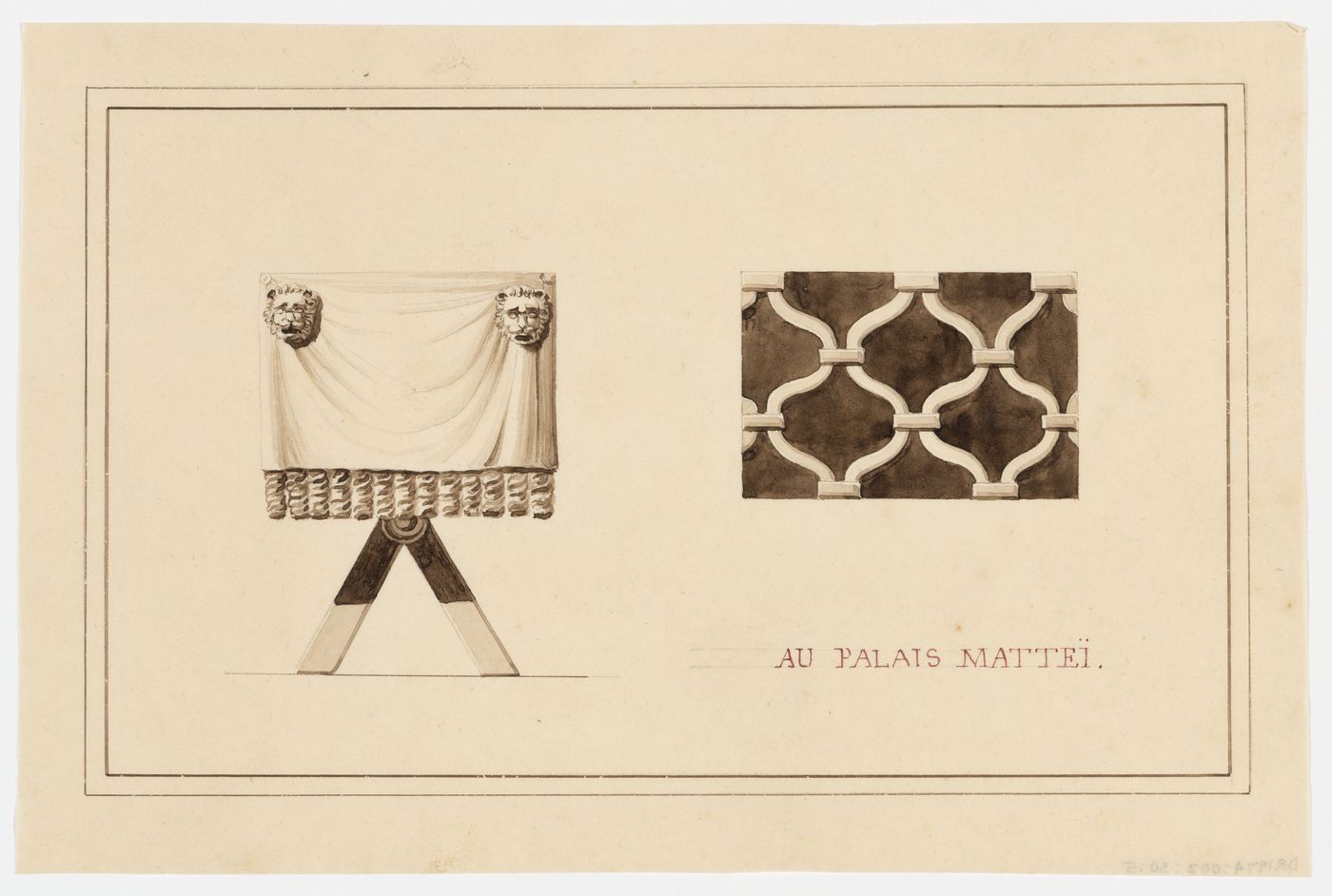 Elevation and detail, possibly of a table and screen from Palazzo di Mattei di Giove, Rome, Italy