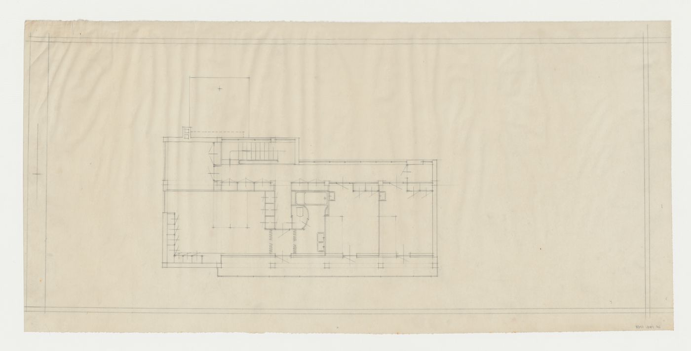 Second floor plan for Villa Palicka showing the second stage of design, Prague, Czechoslovakia (now Czech Republic)
