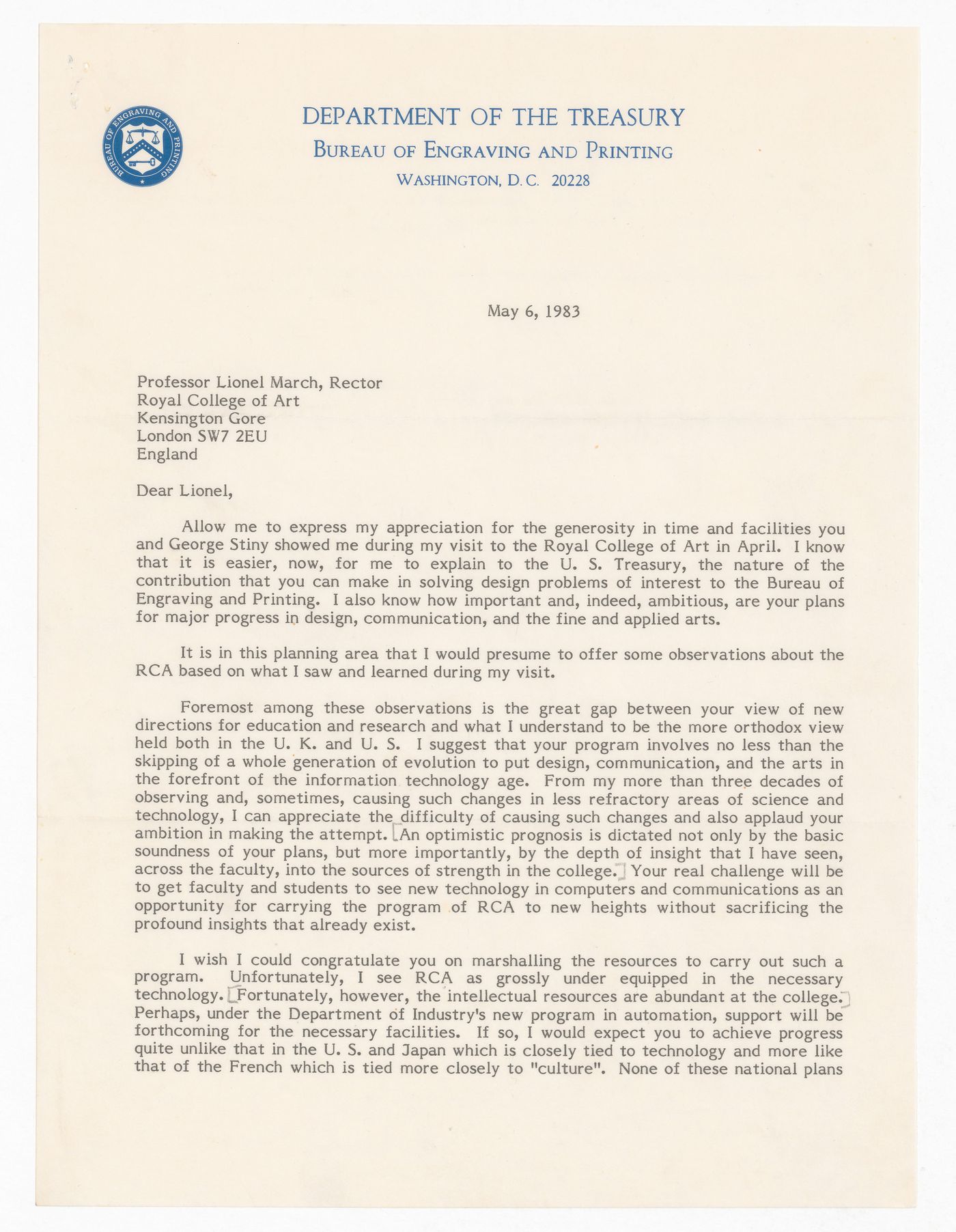 Letter from Russell A. Kirsch to Lionel March