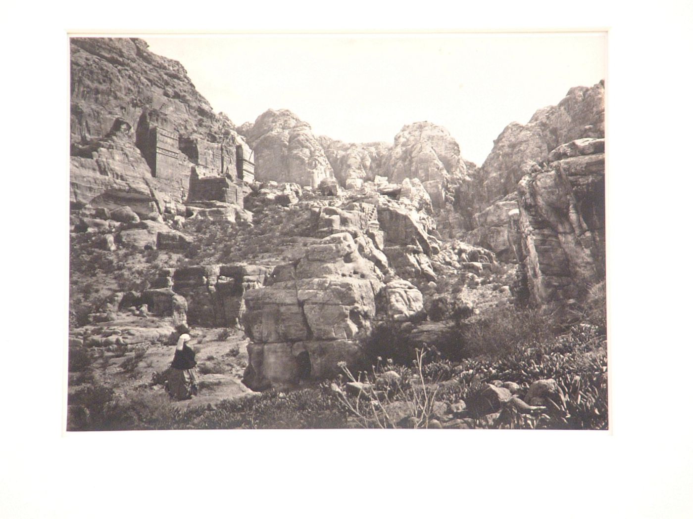 View of rock-cut tombs, Petra, Transjordan