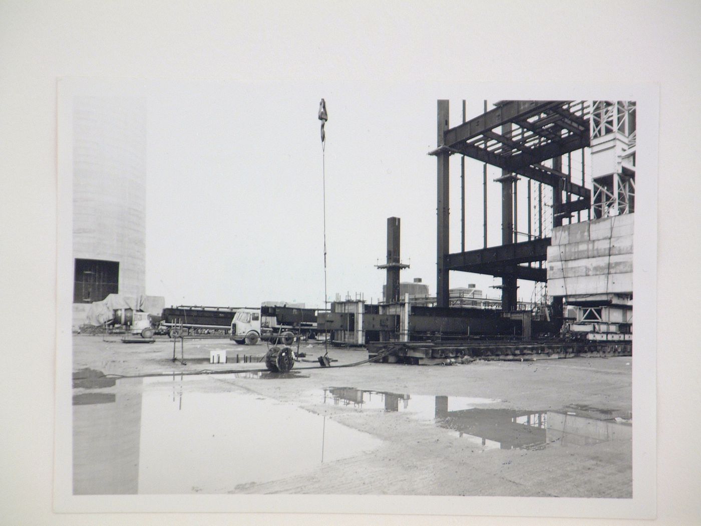 View of construction of steel structure for power station, United Kingdom