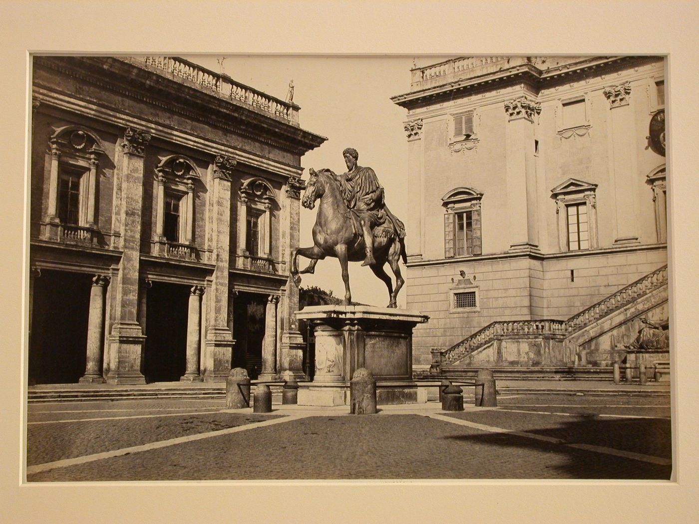 Piazza del Campidoglio: Statue of Marcus Aurelius, Palazzo Senatorio, and Palazzo Capitolino, Rome, Italy