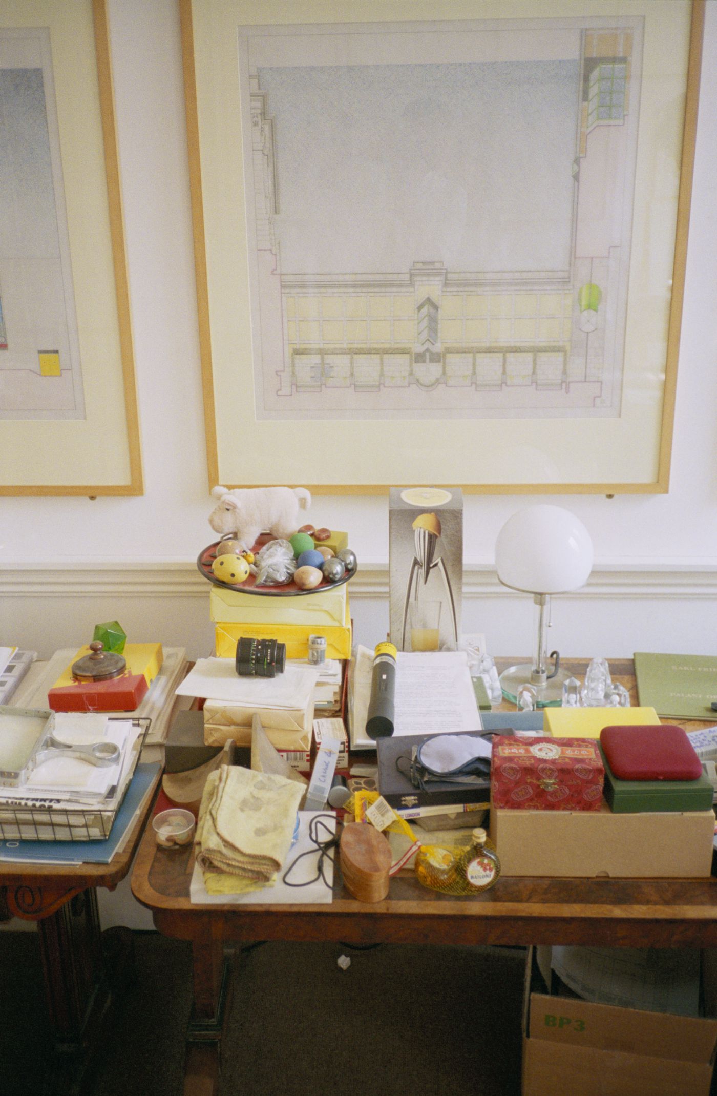 Interior view of the office of James Stirling, Michael Wilford and Associates on Fitzroy Square in London