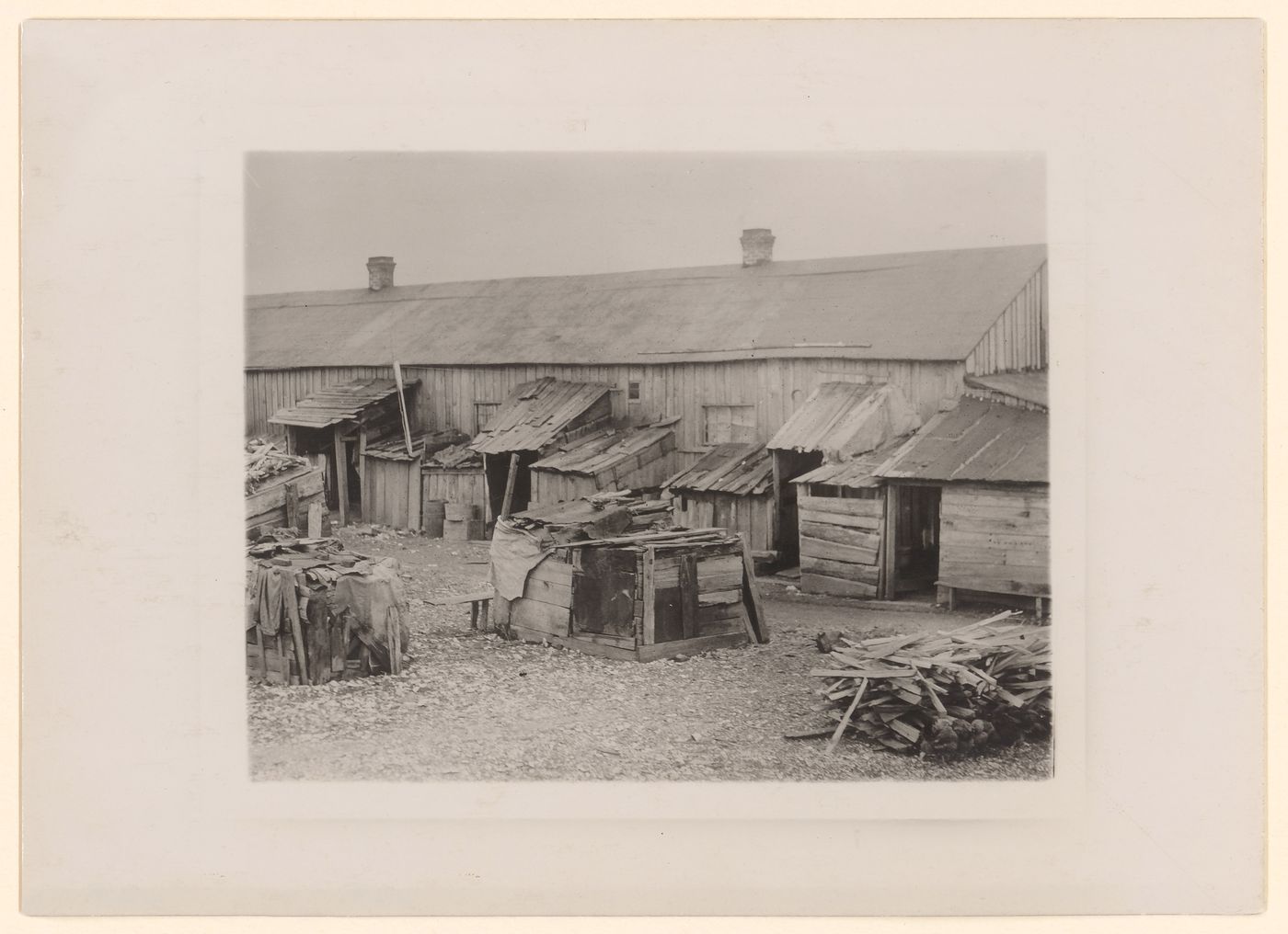 View of dilapidated structures housing about 50 people working for Maggioni Canning Co., Port Royal, South Carolina, United States