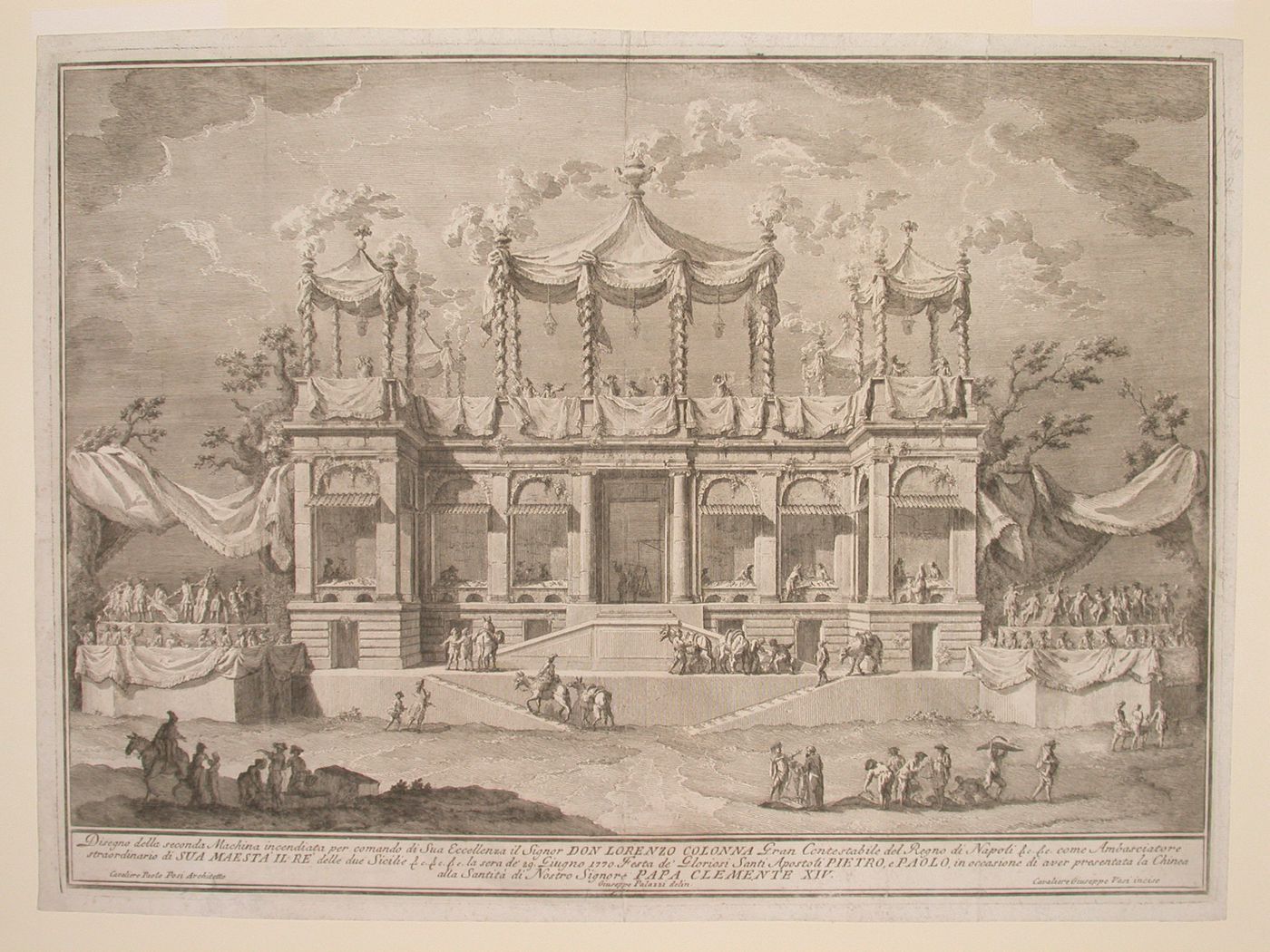 Etching of Posi's design for the "prima macchina" of 1772