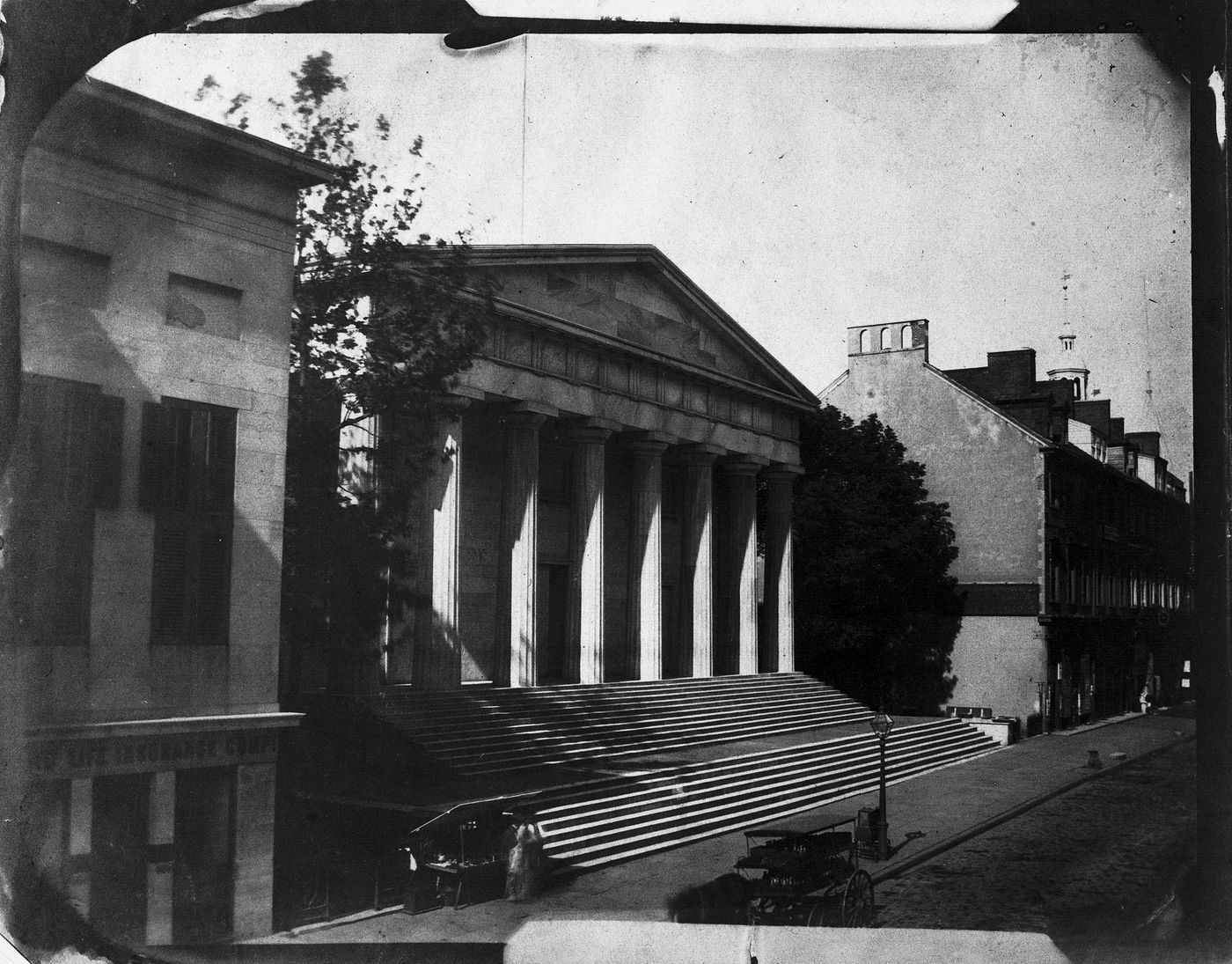 View of façade and steps of the First United States Mint, Philadelphia, Pennsylvania