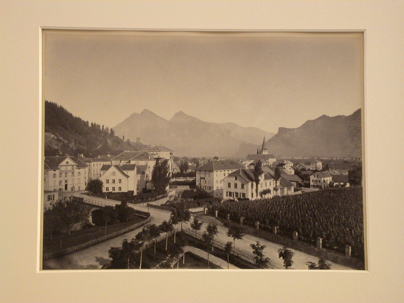 Town, and valley from elevated viewpoint, Ragatz, Switzerland ?