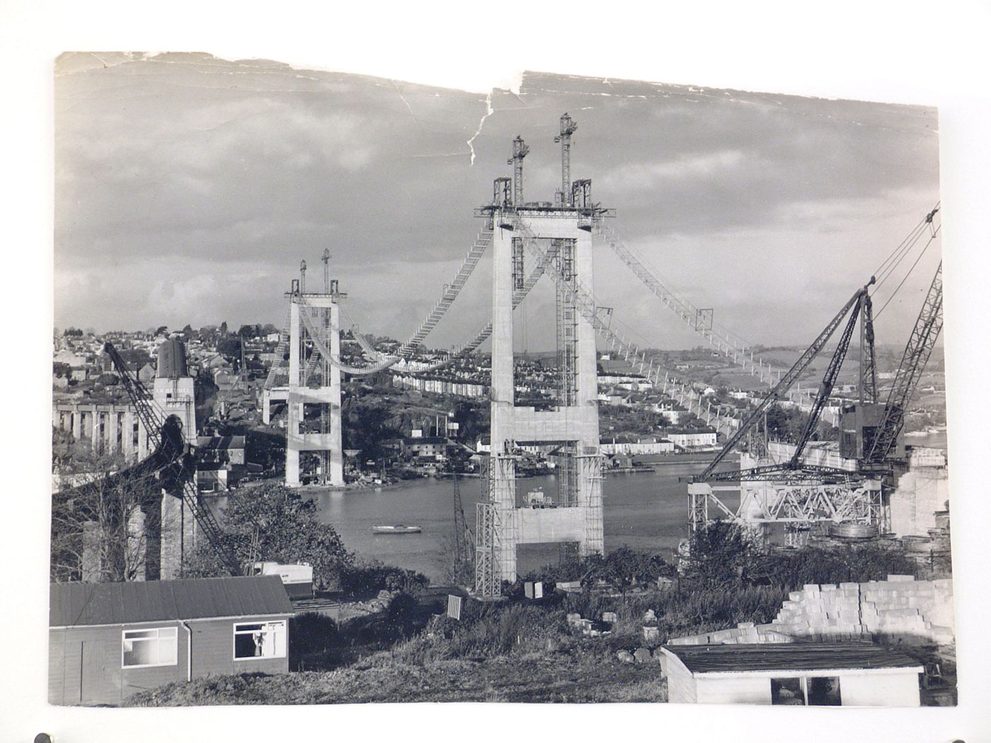 View of construction of Tamar Bridge, Plymouth, United Kingdom