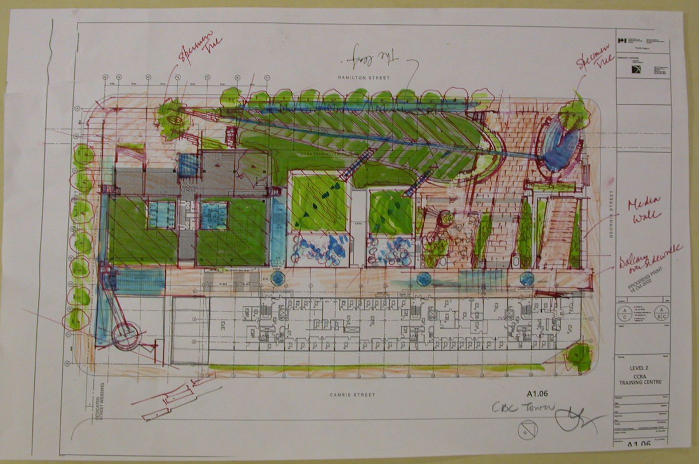 Landscape plan, CBC Tower (unbuilt), Vancouver, British Columbia