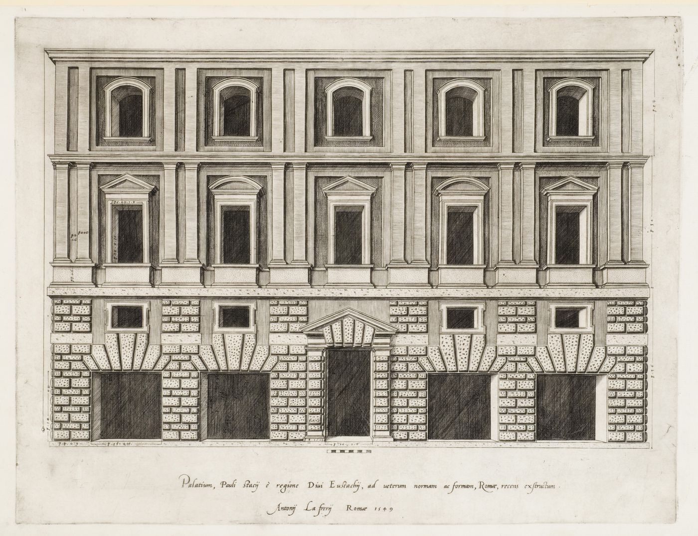 Perspective of the façade of the Palazzo di Brazzà, also known as the Palazzo Maccarani, Rome