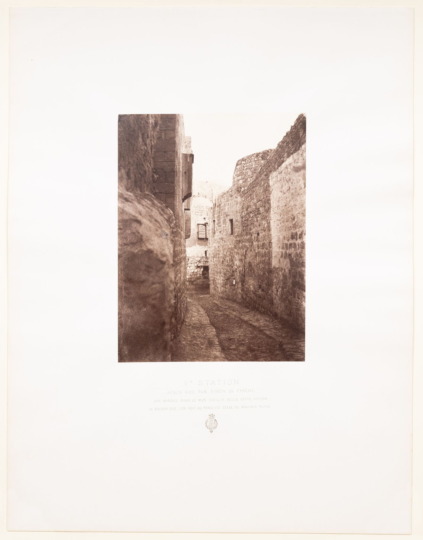 View of the Fifth Station of the Cross where Simon helped Jesus, with the evil rich man's house in the background, Jerusalem, Ottoman Empire (now in Israel)