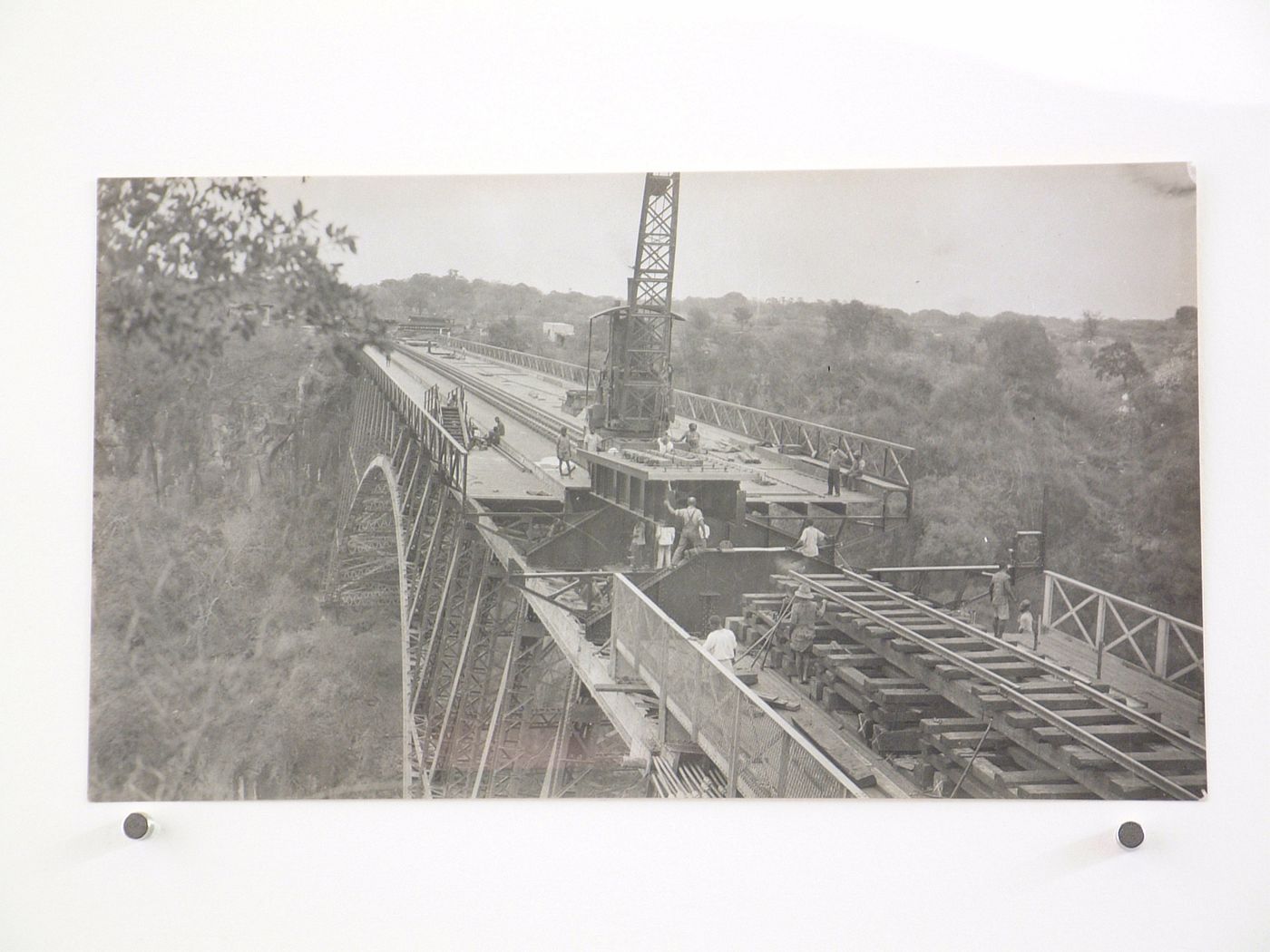 View of reconstruction of Victoria Falls Bridge, Zambezi River, crossing the border between Victoria Falls, Zimbabwe and Livingstone, Zambia