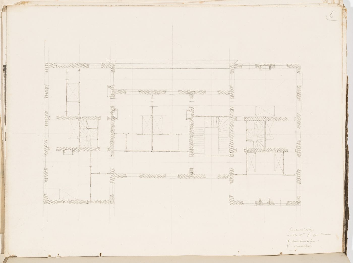 Project no. 6 for a country house for comte Treilhard: First floor plan