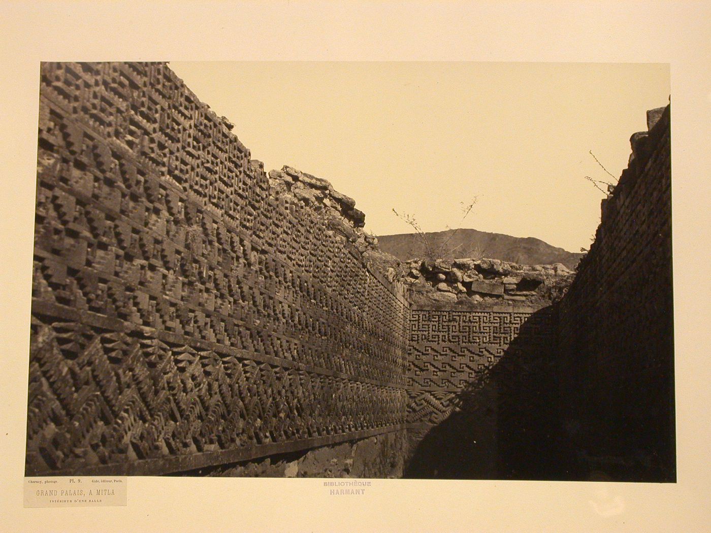 Interior view of a room in the Palace of the Columns showing mosaicked stone friezes, Mitla, Mexico