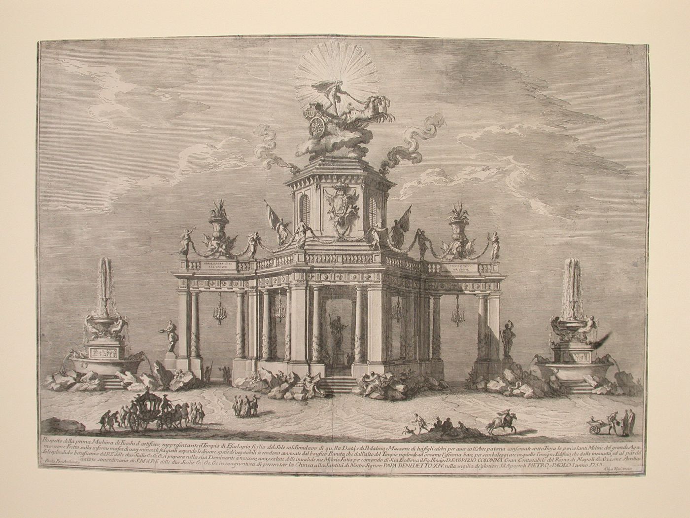 Etching of Posi's design for the "prima macchina" of 1753