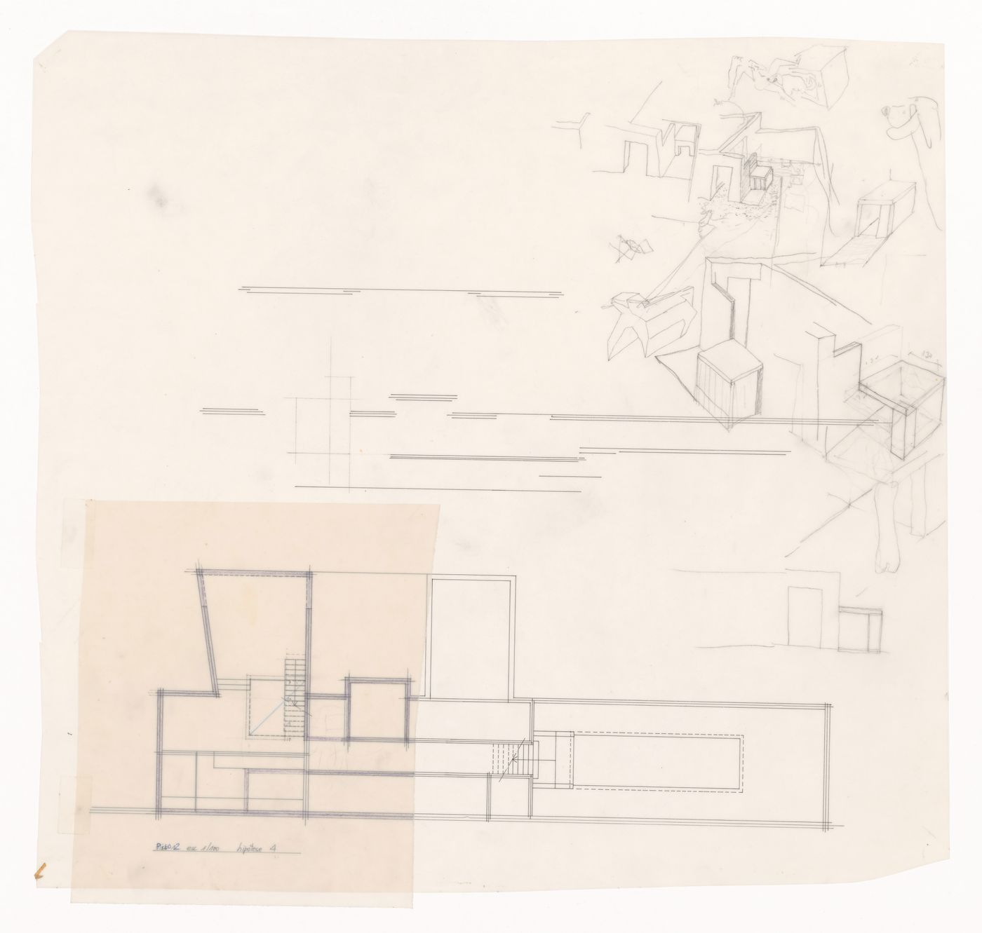 Plan and sketches for Casa Erhard Josef Pascher, Sintra
