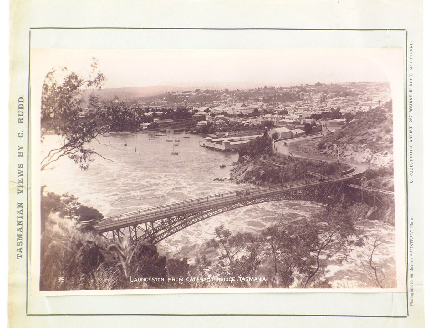 View of Launceston with Cateract Bridge in the foreground, Australia