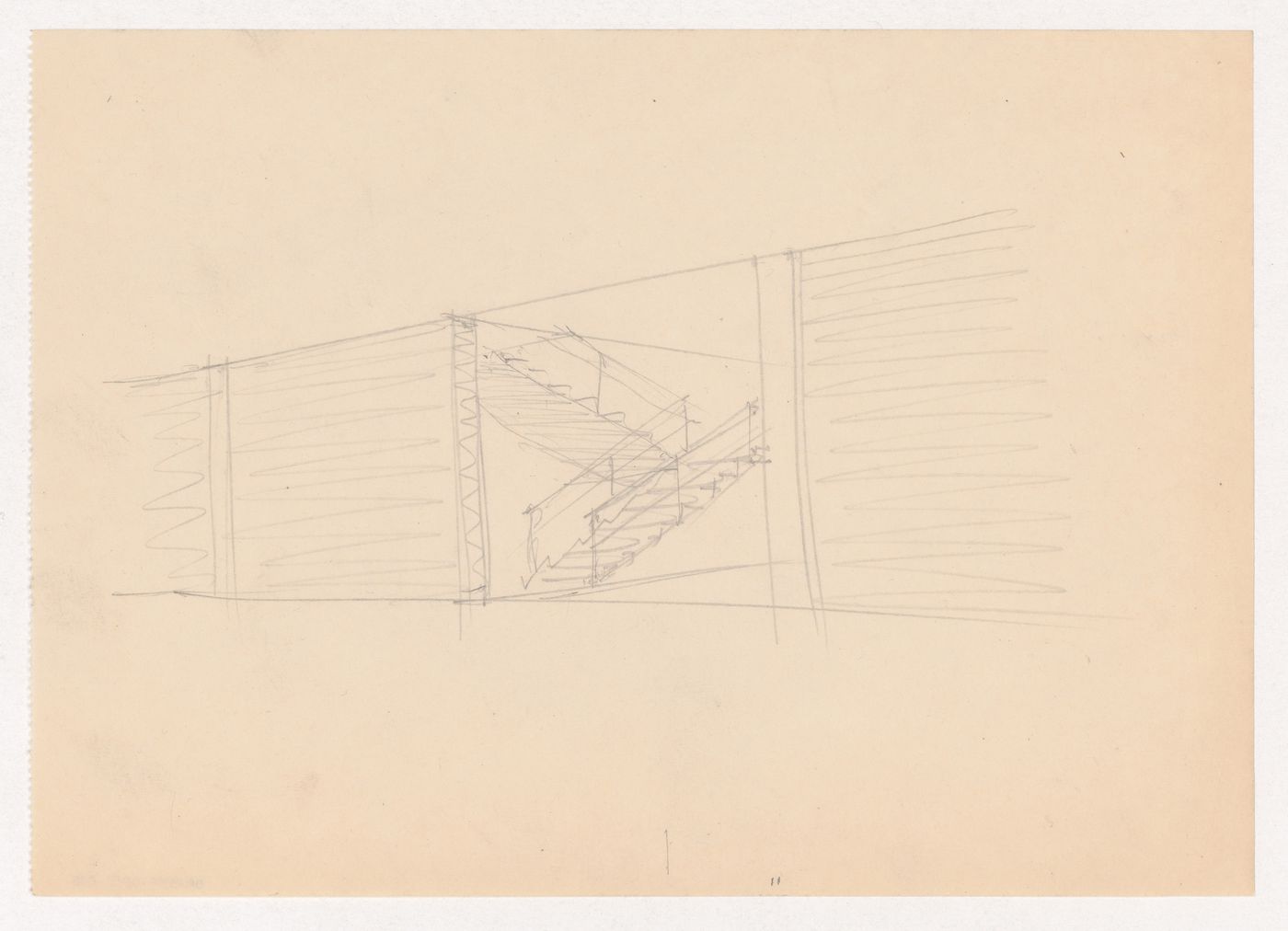 Perspective sketch for stairs for the Metallurgy Building, Illinois Institute of Technology, Chicago
