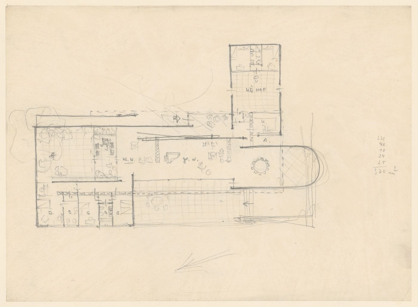 Sketch plan for the Margarete Hubbe House Project, Magdeburg, Germany