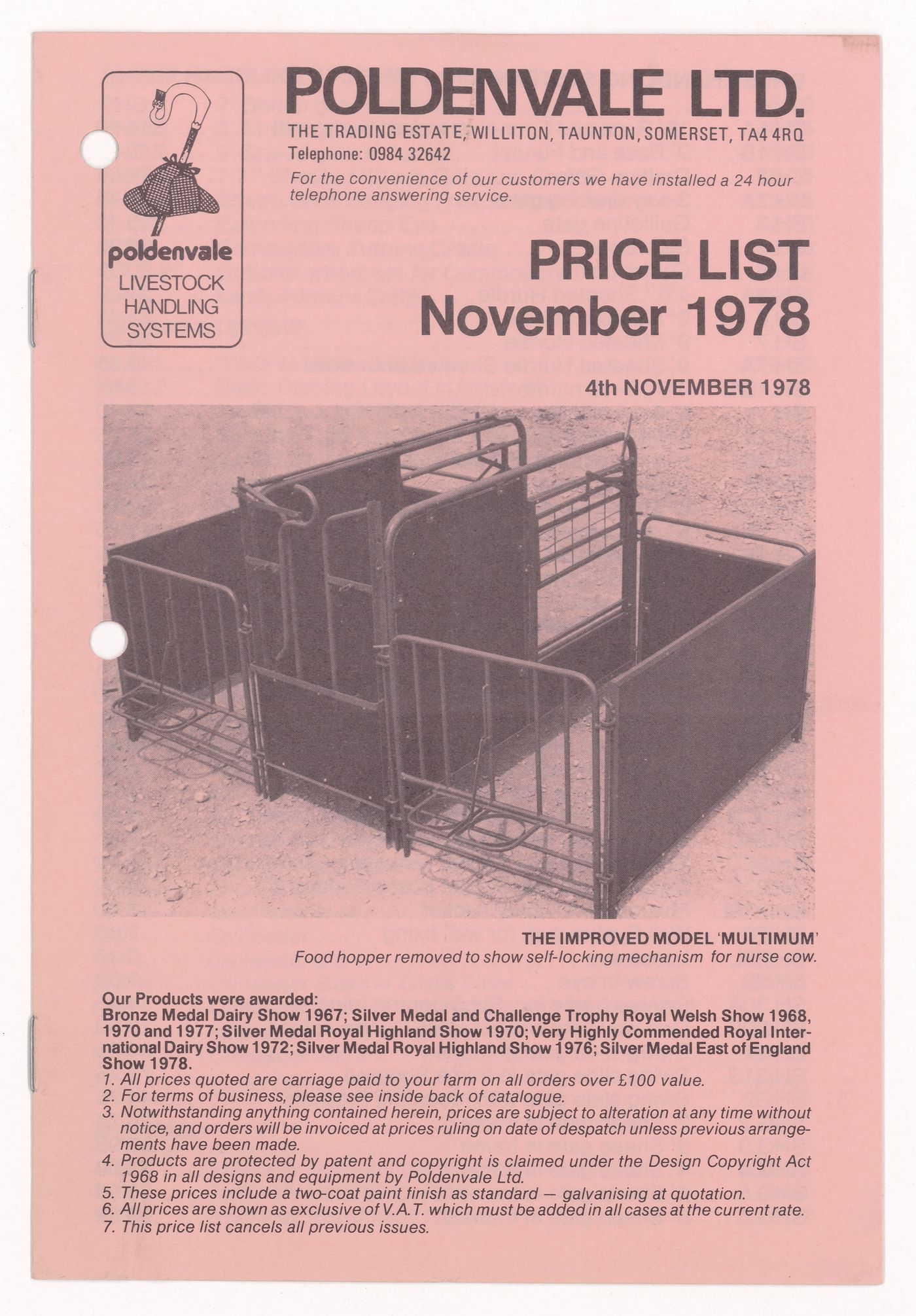 Poldenvale price list (from Westpen project records)