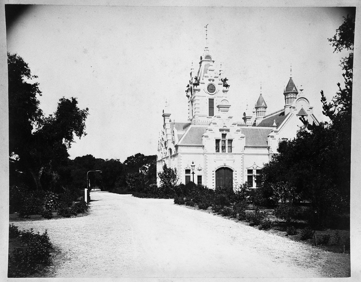 Carriage House and driveway, Linden Towers, James Clair Flood Estate, Atherton, California