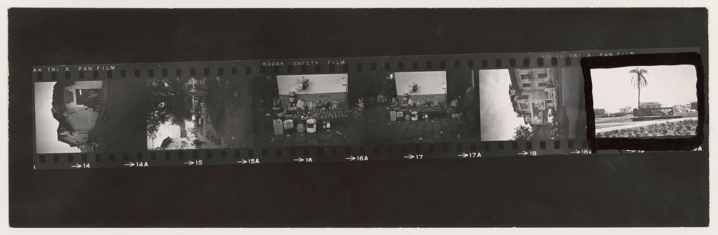 Strip of contact sheet of street scenes, South America